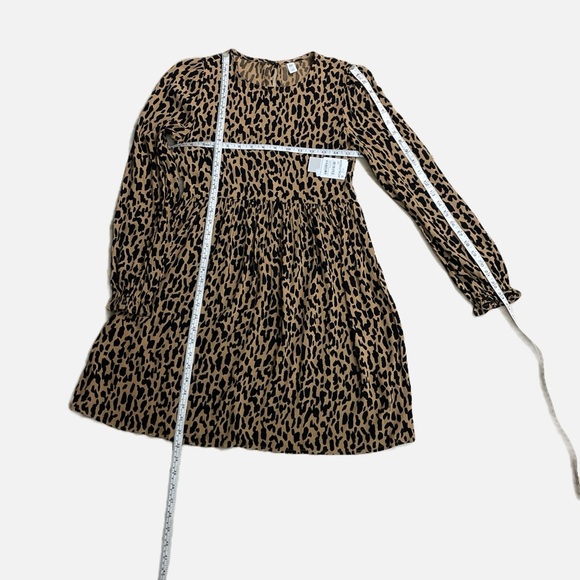BP Frill Cuff Long Sleeve Dress Tan Dale Dashed Spot Mini Dress Size XXS NWT - Picture 9 of 10